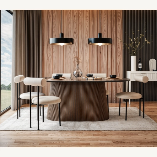 Marmoholz Verona – Stół do jadalni Owalny | Czarny Marmur & Brązowy Mango | 200 x 100 cm